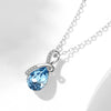 Lady Water Droplets Sterling Silver Inlay Zircon Pendant Necklace