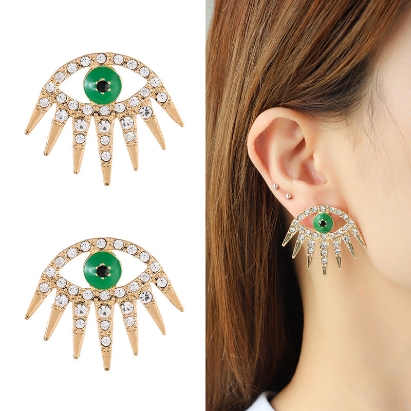 1 Pair Retro Devil's Eye Enamel Plating Inlay Alloy Rhinestones Gold Plated Ear Studs