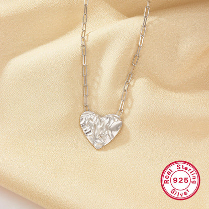 Simple Style Heart Shape Sterling Silver Plating White Gold Plated Pendant Necklace