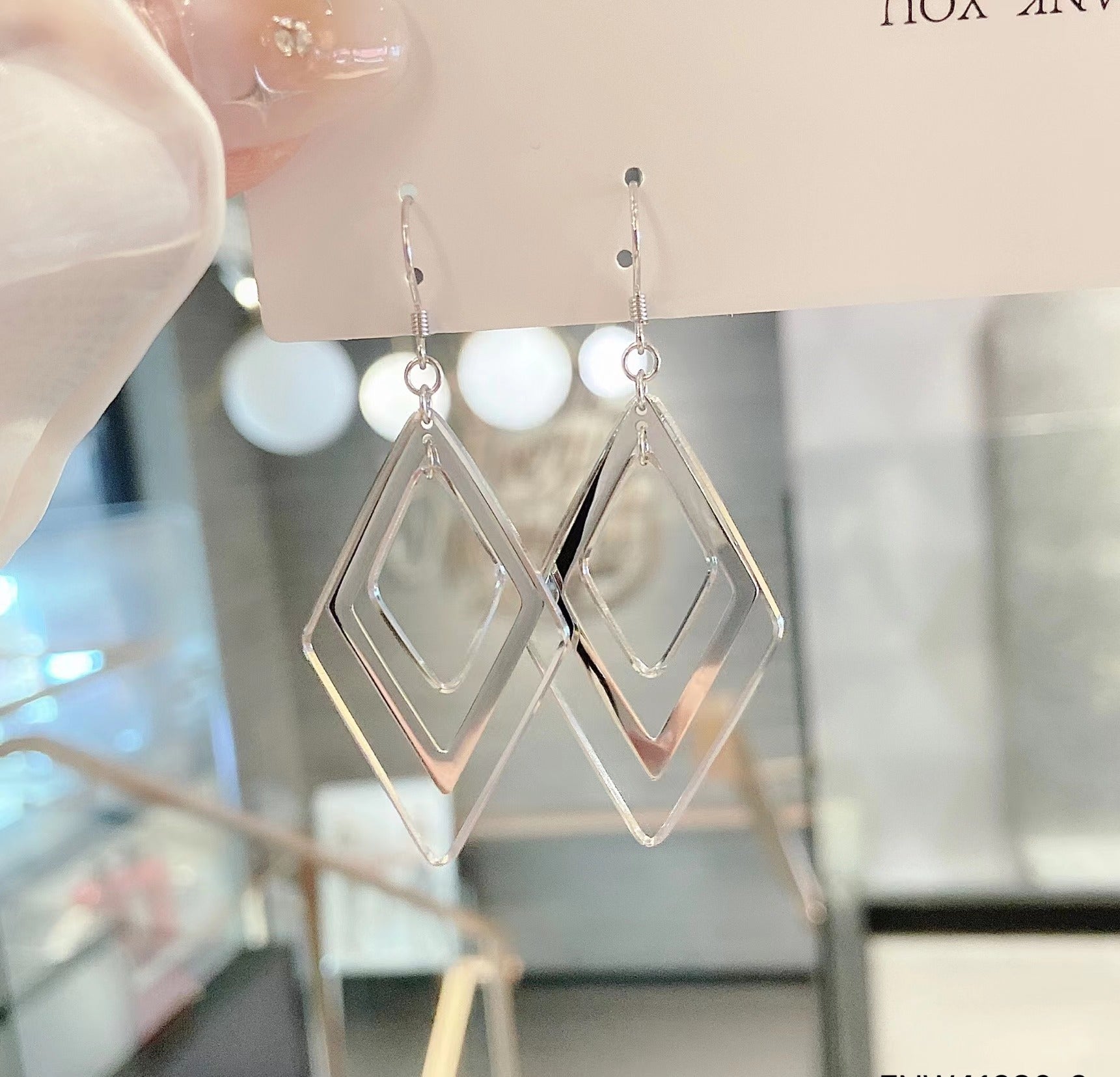 1 Pair Ig Style Simple Style Rhombus Plating Sterling Silver Rhodium Plated Drop Earrings