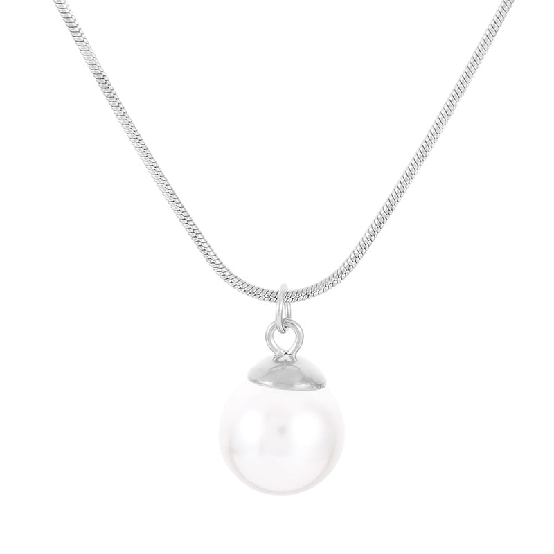 Lady Pearl Stainless Steel Plating 18k Gold Plated Pendant Necklace