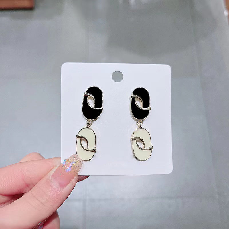 1 Pair Lady Modern Style Color Block Enamel Plating Alloy 24k Gold Plated Drop Earrings