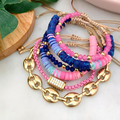 Basic Geometric 18k Gold Plated Soft Clay Copper Wholesale Bracelets