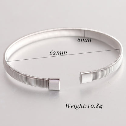 Simple Style Solid Color Titanium Steel Plating Cuff Bracelets