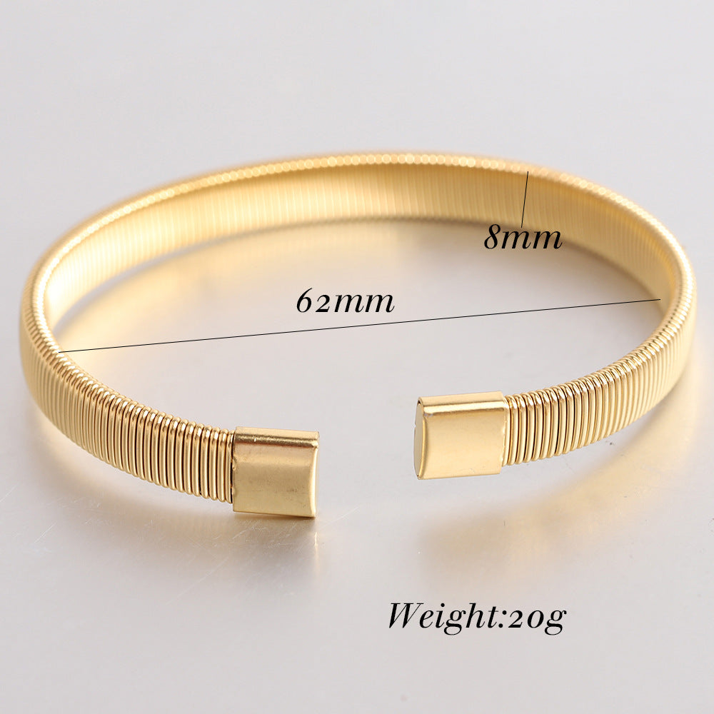 Simple Style Solid Color Titanium Steel Plating Cuff Bracelets