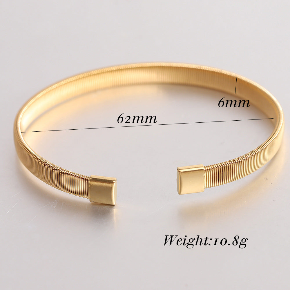 Simple Style Solid Color Titanium Steel Plating Cuff Bracelets