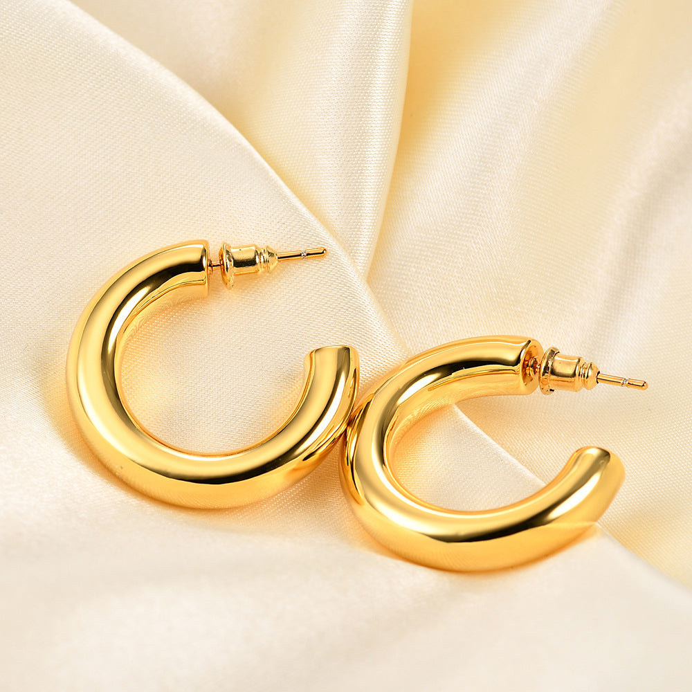 1 Pair Retro Simple Style U Shape Stripe Twist Plating Copper 18k Gold Plated Earrings