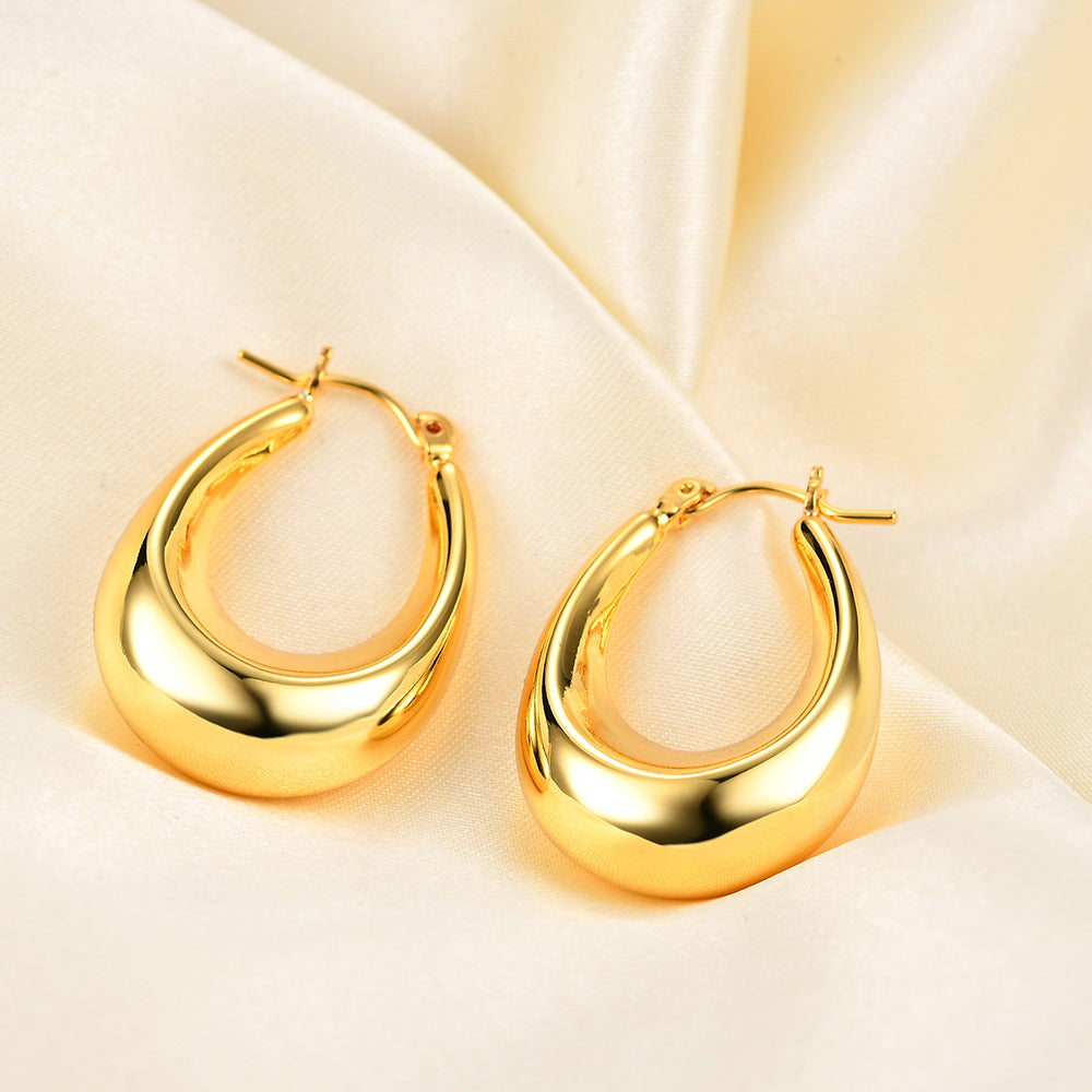 1 Pair Retro Simple Style U Shape Stripe Twist Plating Copper 18k Gold Plated Earrings