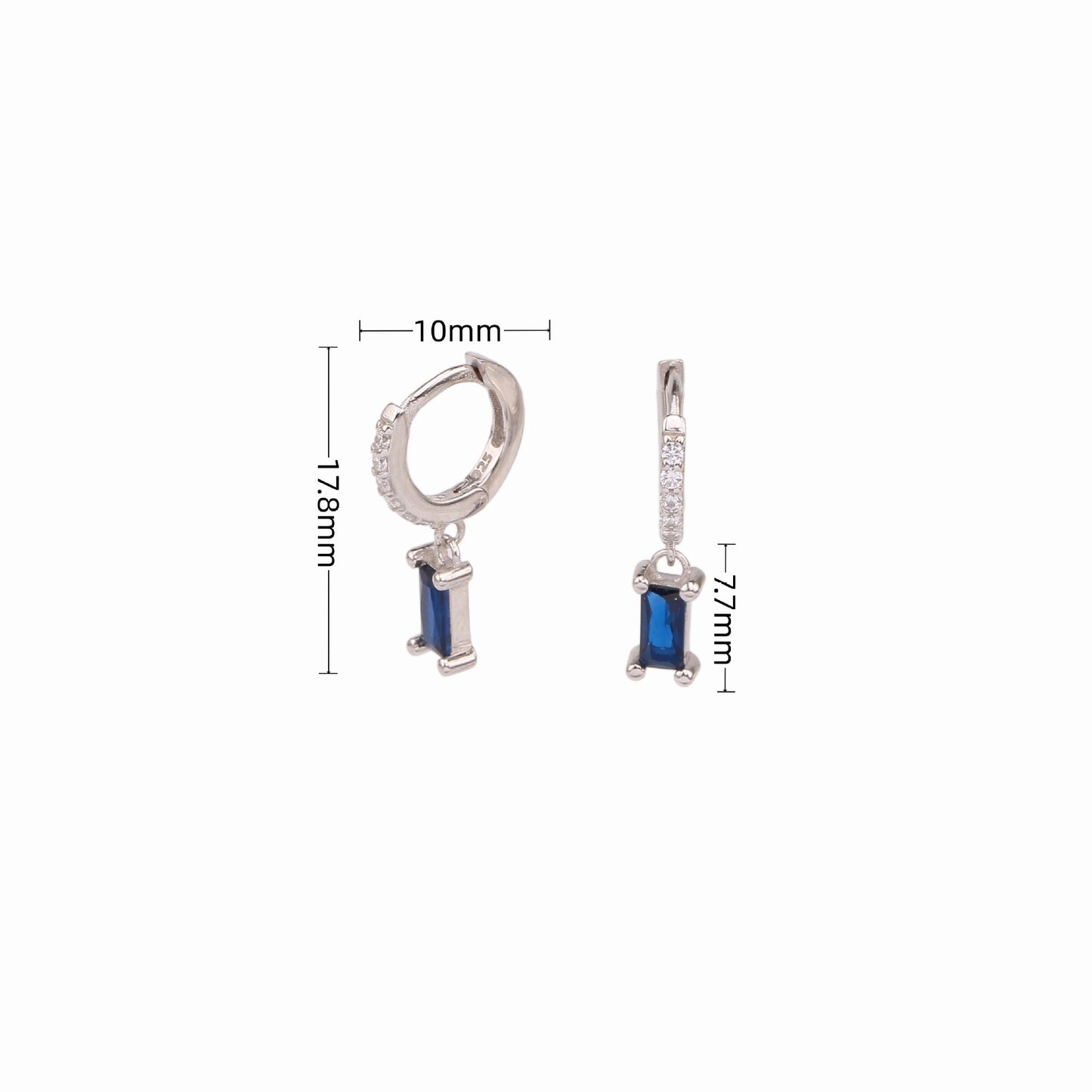 1 Pair Ig Style Rectangle Inlay Sterling Silver Zircon Drop Earrings