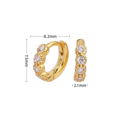 1 Pair Elegant Round Plating Inlay Sterling Silver Zircon White Gold Plated Gold Plated Earrings