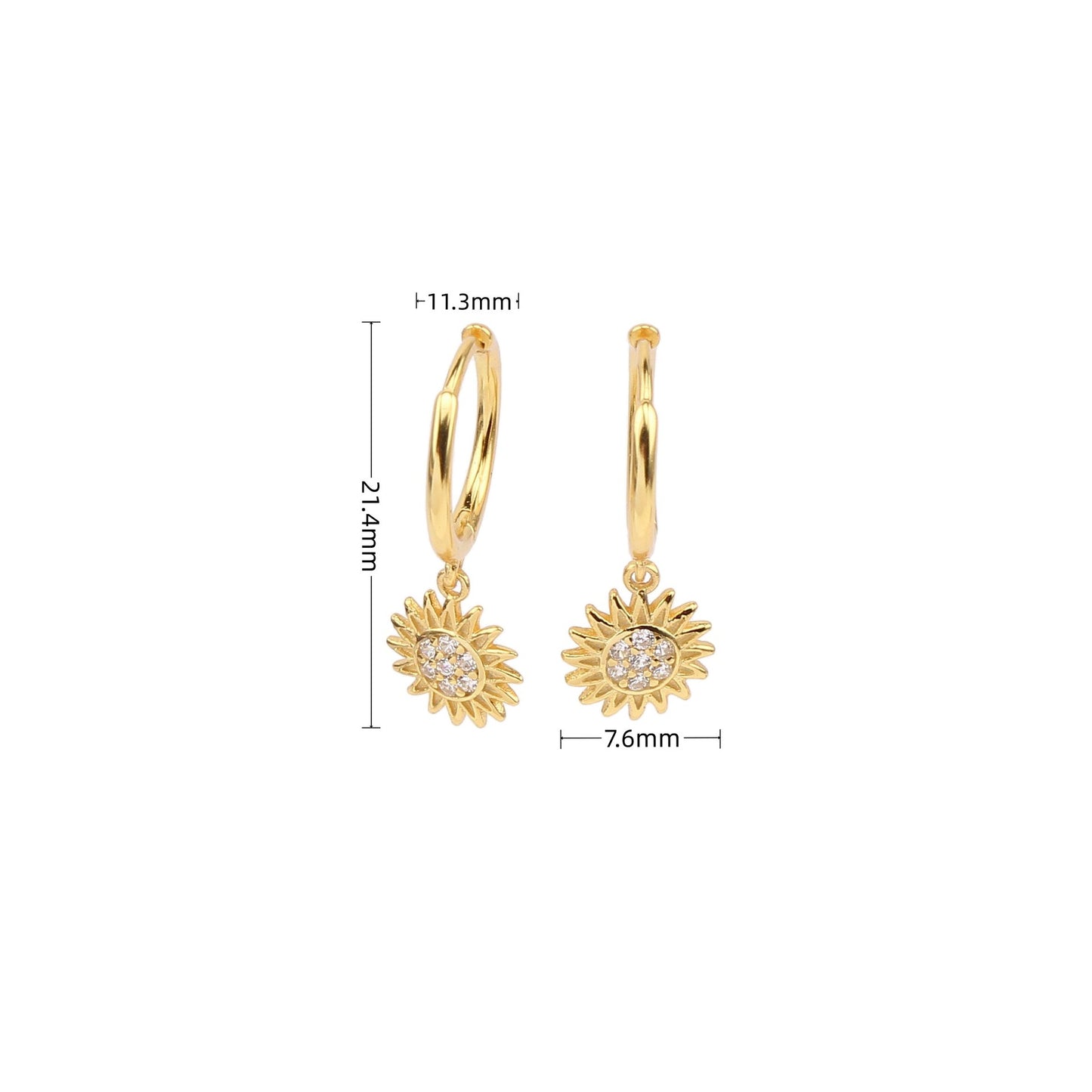 1 Pair Ig Style Sunflower Plating Inlay Sterling Silver Zircon White Gold Plated Gold Plated Earrings