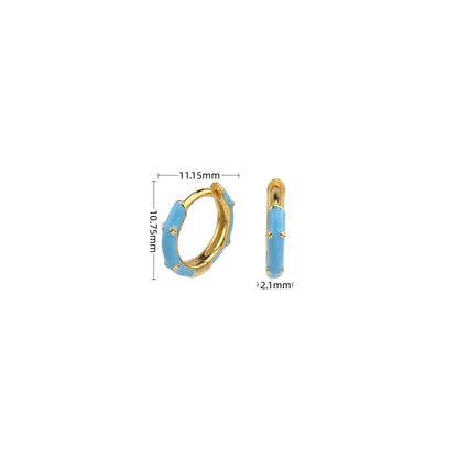 1 Pair Simple Style Round Enamel Plating Sterling Silver White Gold Plated Gold Plated Earrings