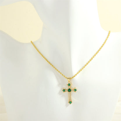 Simple Style Cross Heart Shape Copper 18k Gold Plated Zircon Pendant Necklace In Bulk