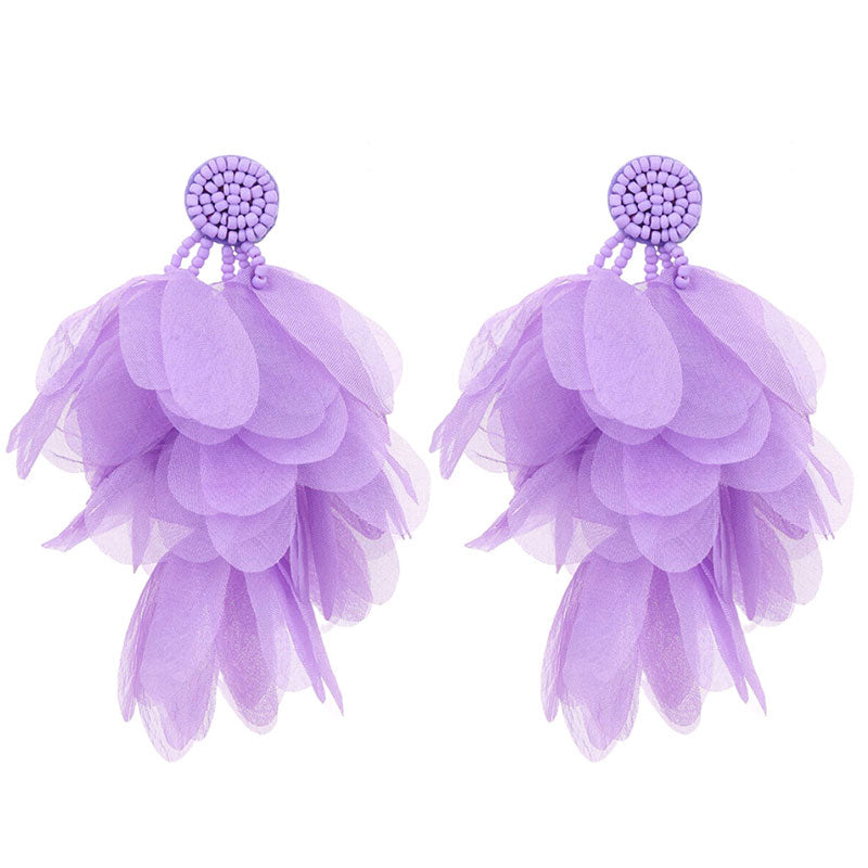 1 Pair Bohemian Flower Cloth Drop Earrings