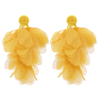 1 Pair Bohemian Flower Cloth Drop Earrings