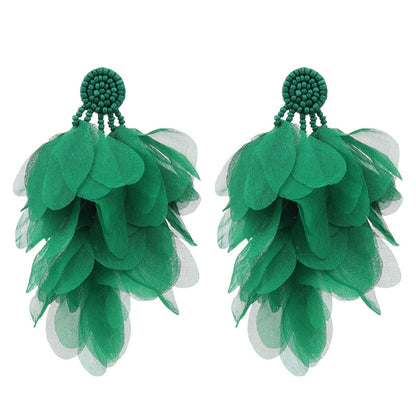 1 Pair Bohemian Flower Cloth Drop Earrings