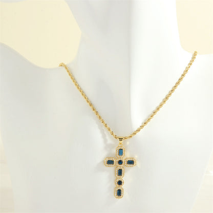 Simple Style Cross Heart Shape Copper 18k Gold Plated Zircon Pendant Necklace In Bulk