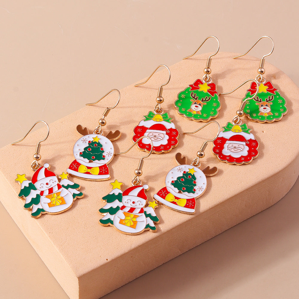 1 Set 1 Pair Casual Streetwear Christmas Tree Santa Claus Zinc Alloy Drop Earrings