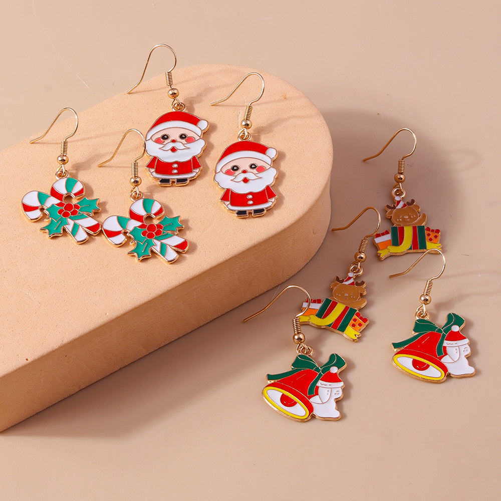 1 Set 1 Pair Casual Streetwear Christmas Tree Santa Claus Zinc Alloy Drop Earrings