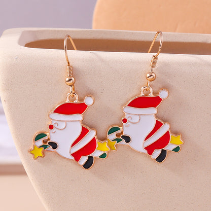 1 Set 1 Pair Casual Streetwear Christmas Tree Santa Claus Zinc Alloy Drop Earrings