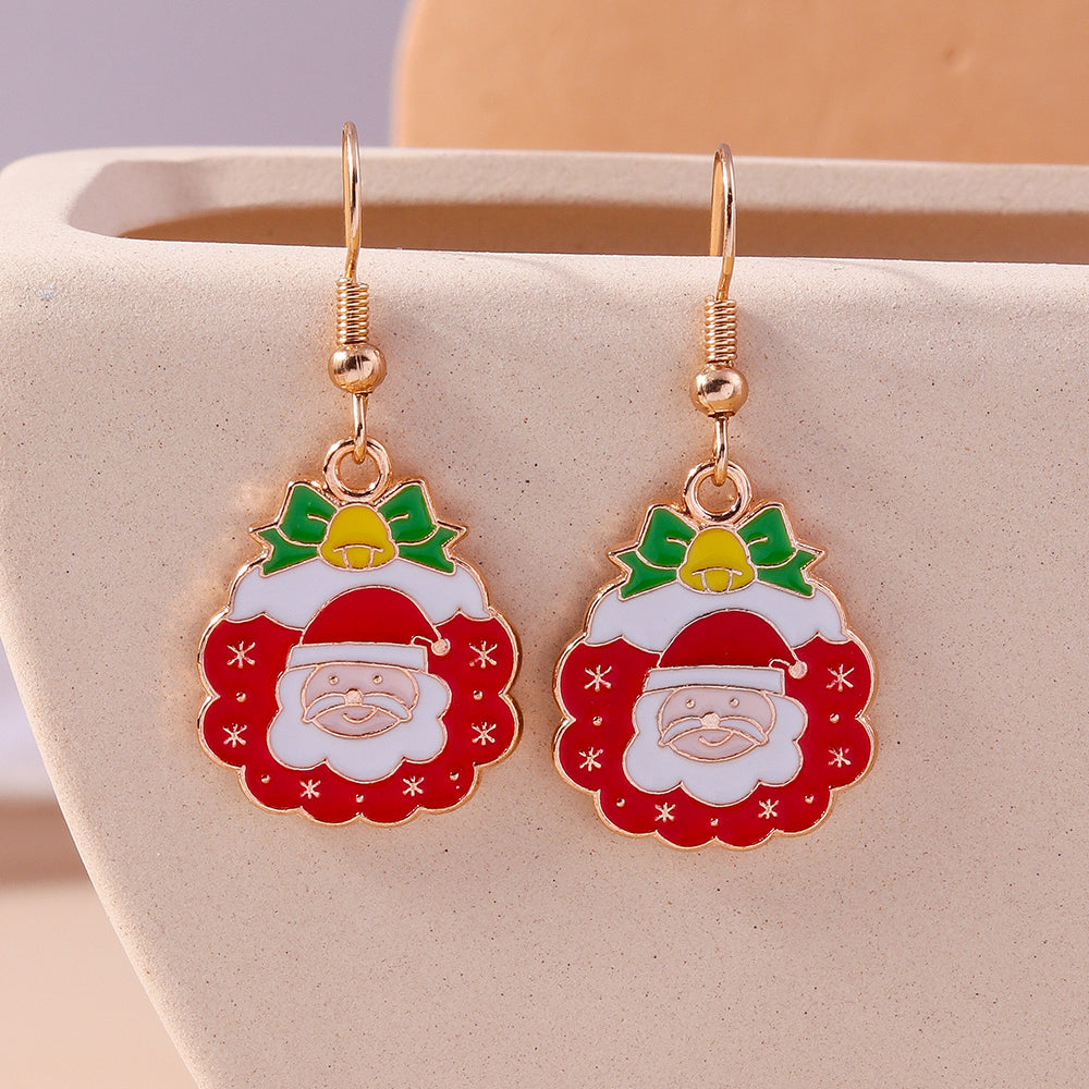 1 Set 1 Pair Casual Streetwear Christmas Tree Santa Claus Zinc Alloy Drop Earrings