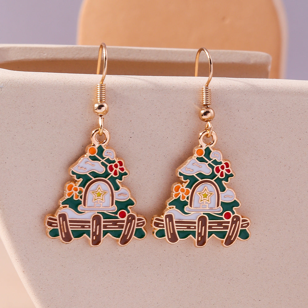 1 Set 1 Pair Casual Streetwear Christmas Tree Santa Claus Zinc Alloy Drop Earrings