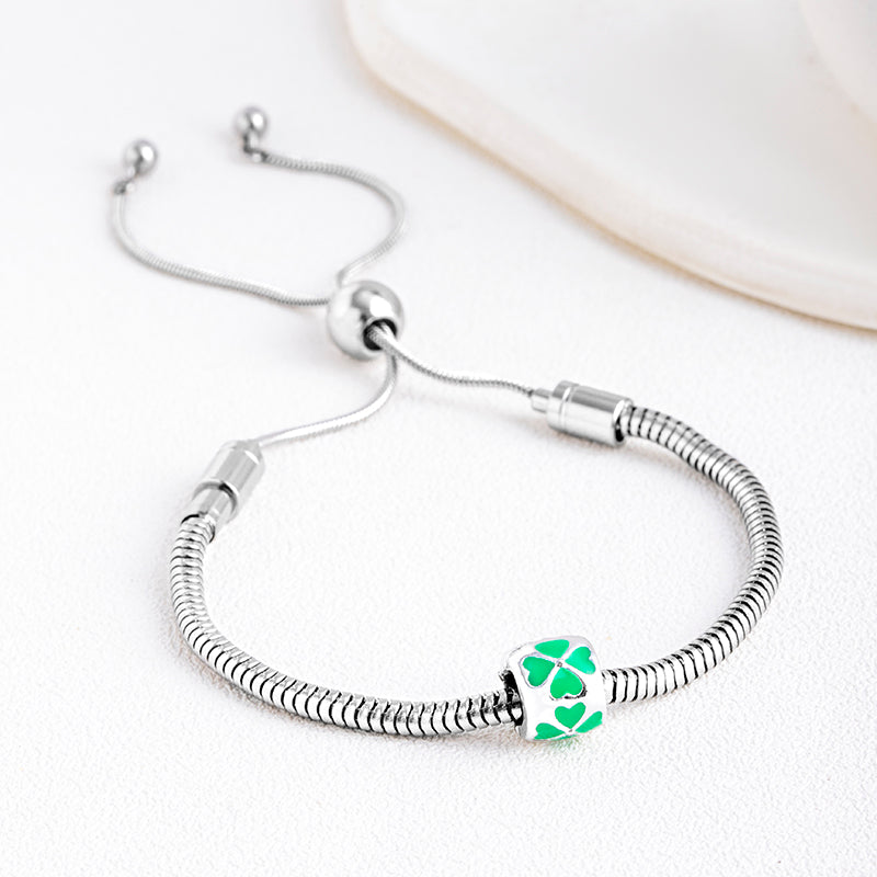 Sweet Four Leaf Clover Stainless Steel Chain Drawstring Bracelets