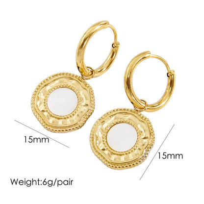 1 Pair Modern Style Star Eye Plating Inlay Stainless Steel Zircon 14k Gold Plated Earrings