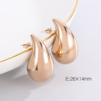 1 Pair Basic Water Droplets Stainless Steel 18K Gold Plated Ear Studs