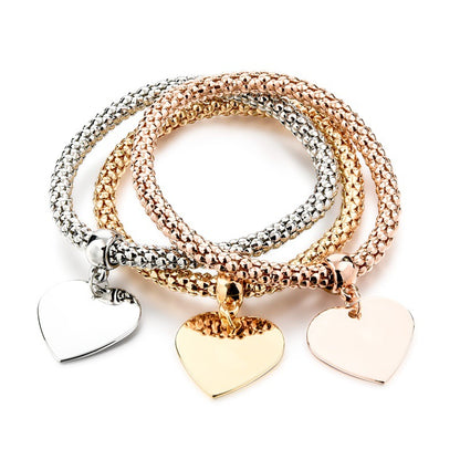 Sweet Leaf Heart Shape Butterfly Alloy Inlay Artificial Crystal Women's Bracelets