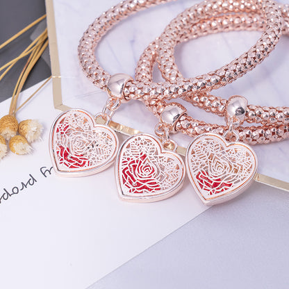 Sweet Leaf Heart Shape Butterfly Alloy Inlay Artificial Crystal Women's Bracelets