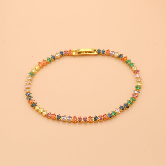 Simple Style Horse Eye Stone Copper Plating Inlay Zircon Gold Plated Bracelets