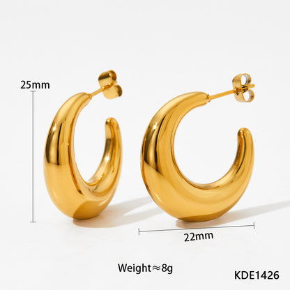 1 Pair Simple Style C Shape Plating Stainless Steel 14k Gold Plated White Gold Plated Gold Plated Ear Studs