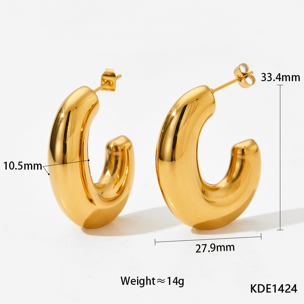 1 Pair Simple Style C Shape Plating Stainless Steel 14k Gold Plated White Gold Plated Gold Plated Ear Studs