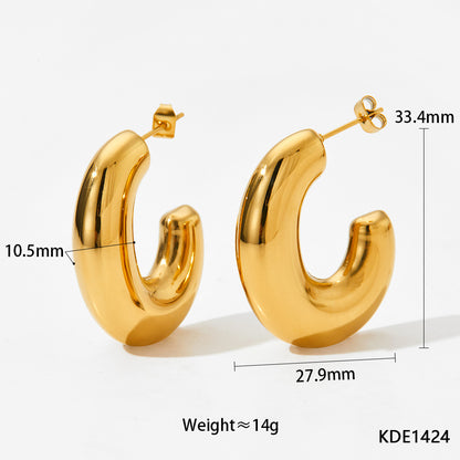 1 Pair Simple Style C Shape Plating Stainless Steel 14k Gold Plated White Gold Plated Gold Plated Ear Studs