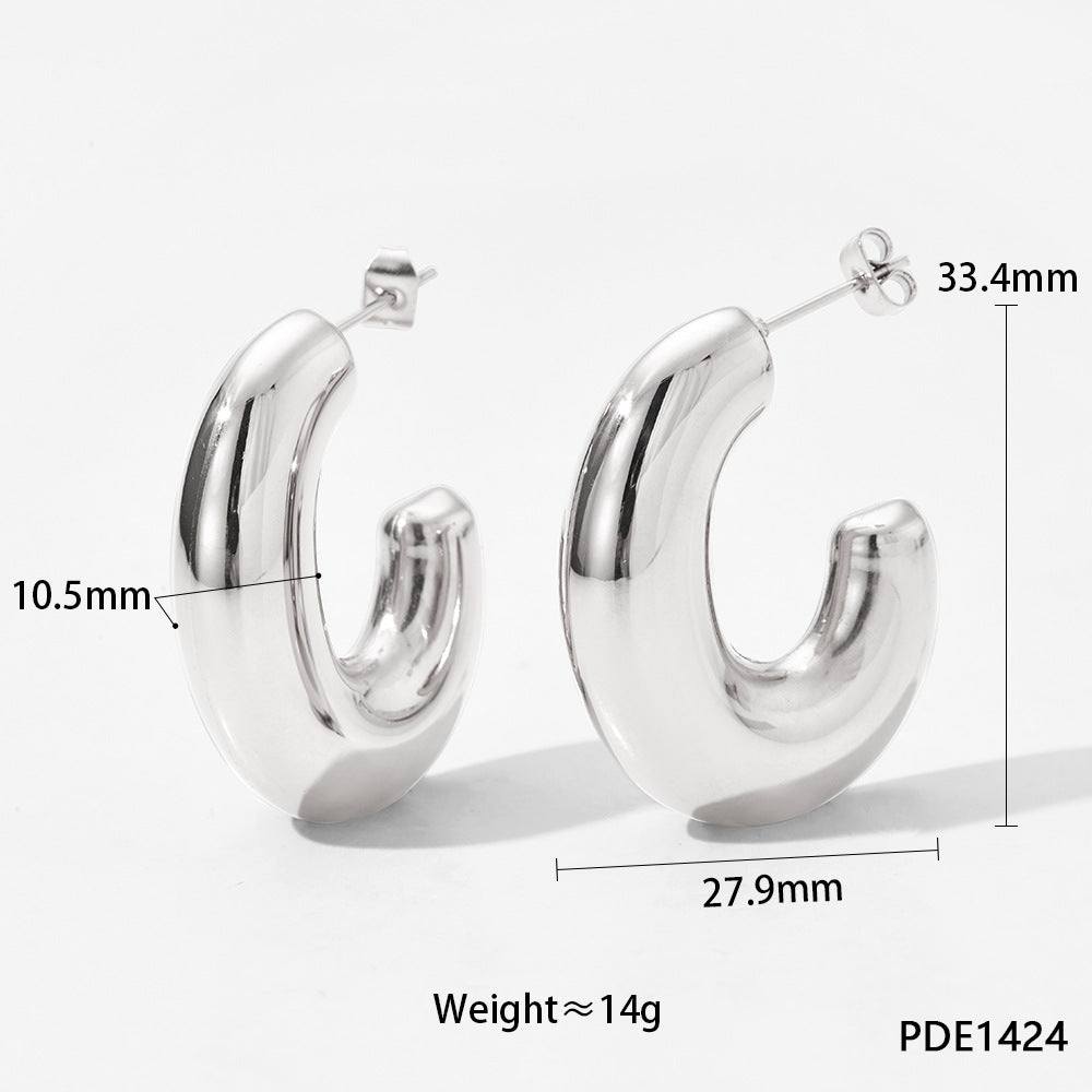 1 Pair Simple Style C Shape Plating Stainless Steel 14k Gold Plated White Gold Plated Gold Plated Ear Studs