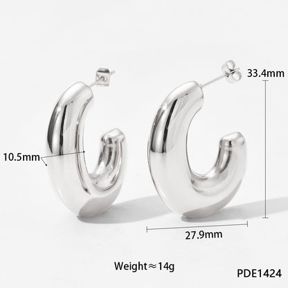 1 Pair Simple Style C Shape Plating Stainless Steel 14k Gold Plated White Gold Plated Gold Plated Ear Studs