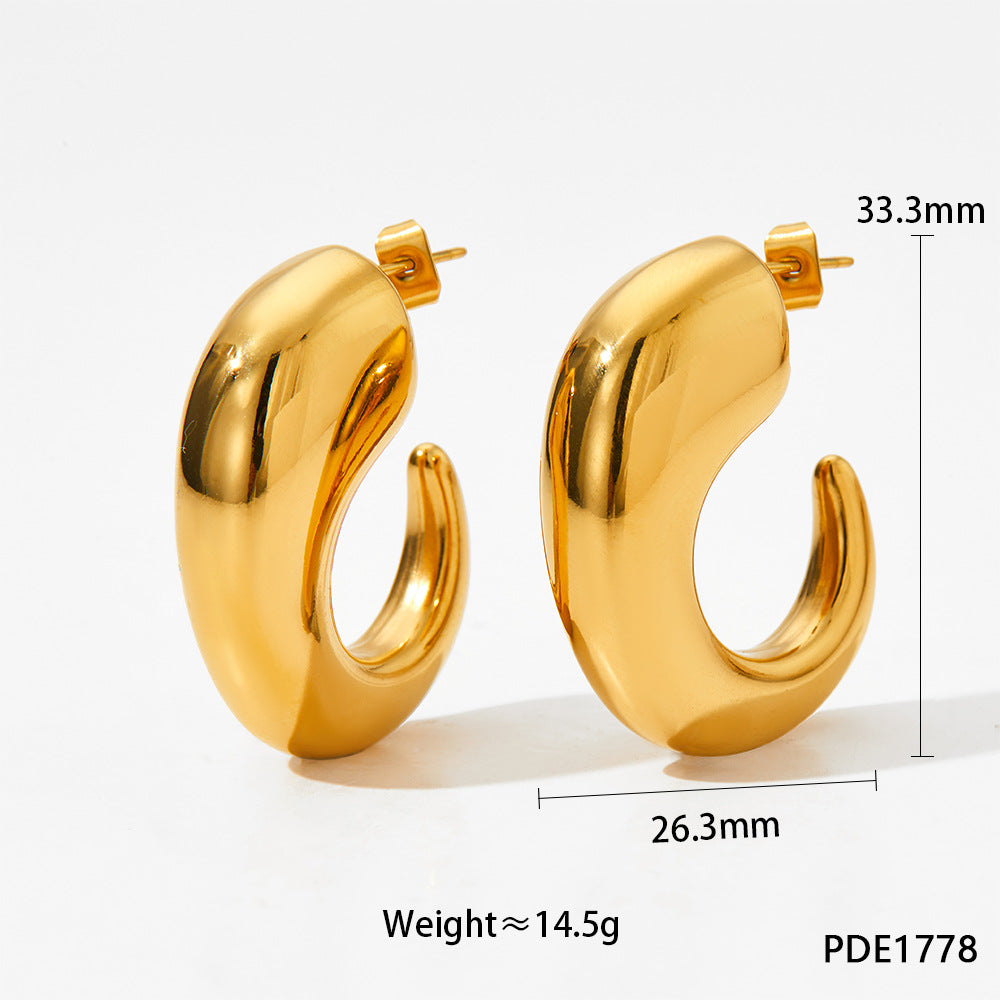 1 Pair Simple Style C Shape Plating Stainless Steel 14k Gold Plated White Gold Plated Gold Plated Ear Studs