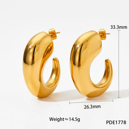 1 Pair Simple Style C Shape Plating Stainless Steel 14k Gold Plated White Gold Plated Gold Plated Ear Studs