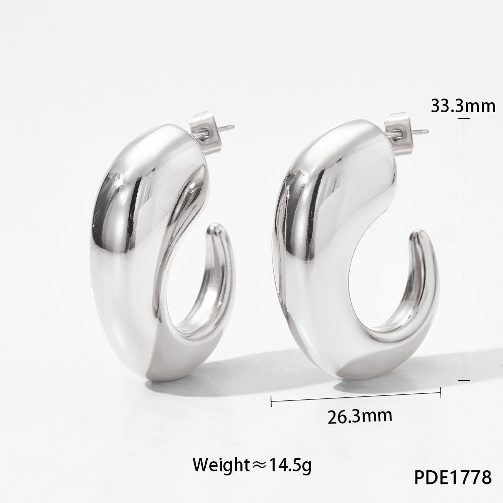 1 Pair Simple Style C Shape Plating Stainless Steel 14k Gold Plated White Gold Plated Gold Plated Ear Studs