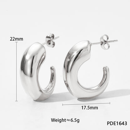 1 Pair Simple Style C Shape Plating Stainless Steel 14k Gold Plated White Gold Plated Gold Plated Ear Studs