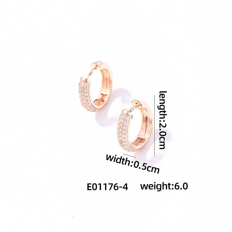 1 Pair Casual Simple Style Shiny Round Plating Inlay Copper Zircon Earrings