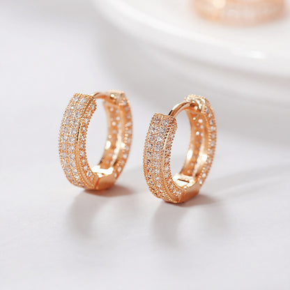 1 Pair Classic Style Shiny Round Plating Inlay Brass Zircon Gold Plated Platinum Plated Earrings