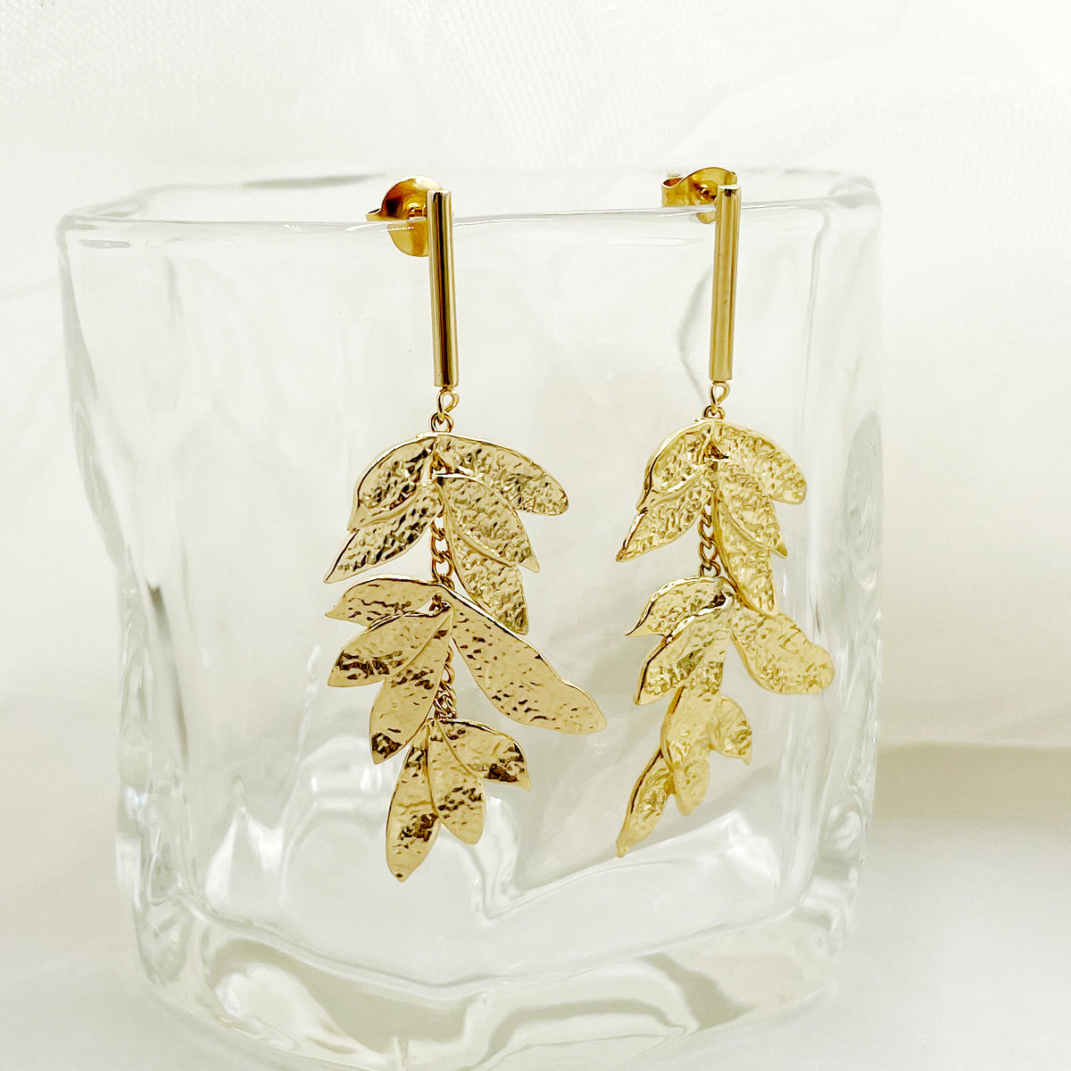 1 Pair Vintage Style Leaves Plating Stainless Steel Gold Plated Drop Earrings