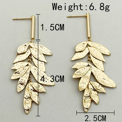 1 Pair Vintage Style Leaves Plating Stainless Steel Gold Plated Drop Earrings