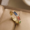 Simple Style Commute Colorful Copper Plating Inlay Zircon 18k Gold Plated Open Rings