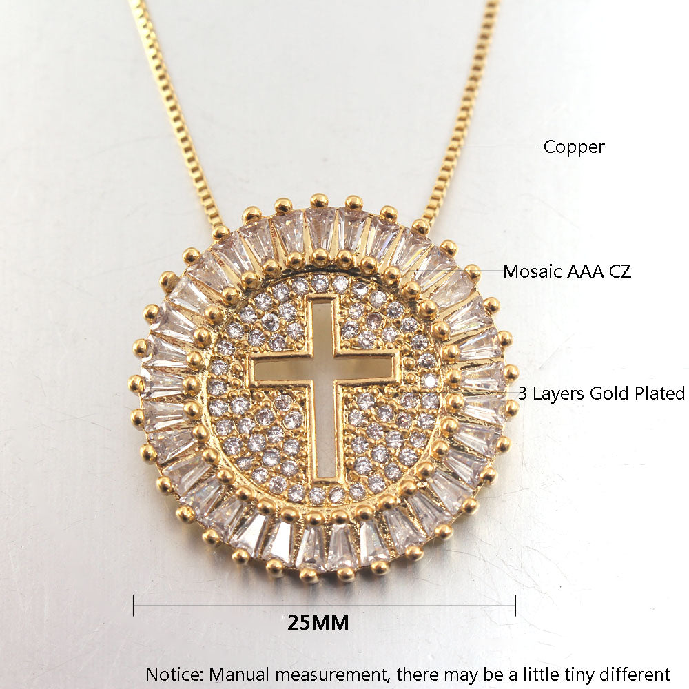 Ig Style Retro Simple Style Cross Copper White Gold Plated Gold Plated Zircon Pendant Necklace In Bulk