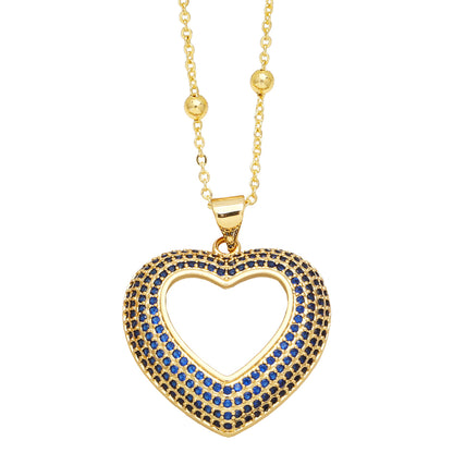 Ig Style Sweet Heart Shape Copper 18k Gold Plated Zircon Pendant Necklace In Bulk