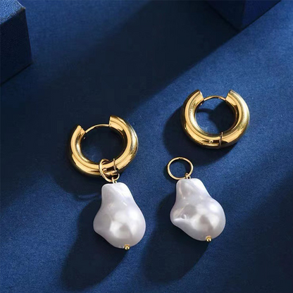 1 Pair Commute Irregular Plating Stainless Steel Freshwater Pearl Gold Plated Drop Earrings