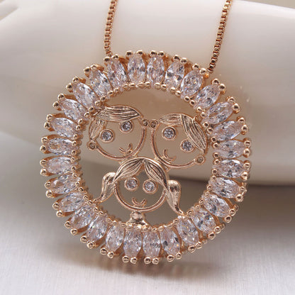 Ig Style Simple Style Cartoon Character Copper Gold Plated Zircon Pendant Necklace In Bulk